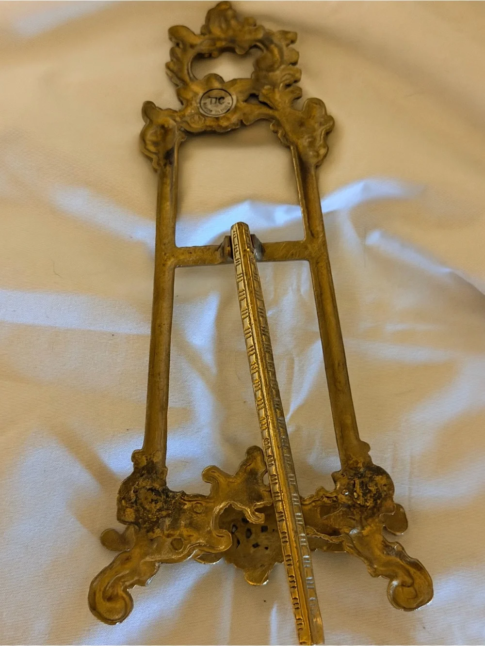 Vintage Ornate Brass Easel Display Stand | Gold Tone Victorian Cottage Decor 9.5